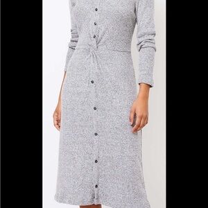 LOFT Heather Gray Long Sleeve Knit Dress